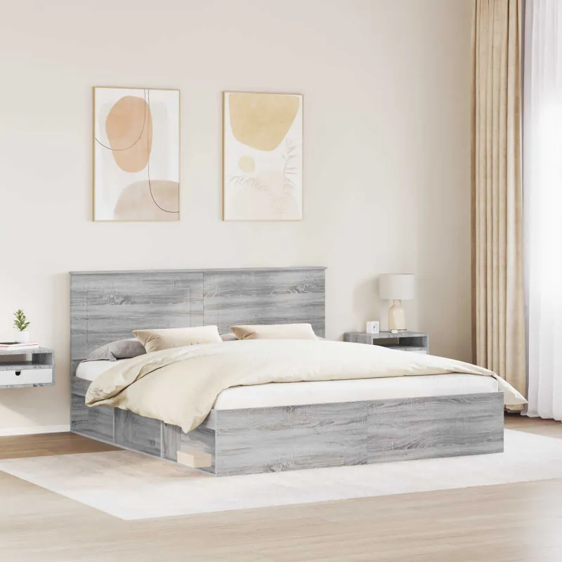 Lovos rėmas Pilkas Sonoma 200 x 200 cm Kietos pušies mediena