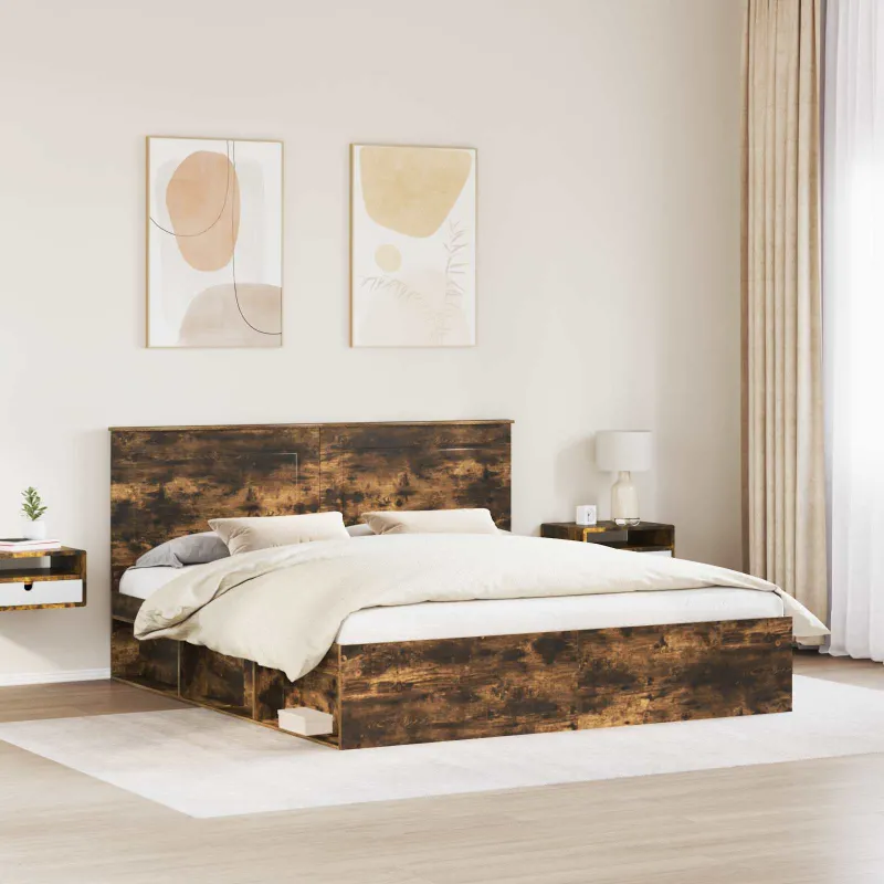Lovos rėmas Rūkyta ąžuolas 180 x 200 cm Kietos pušies mediena
