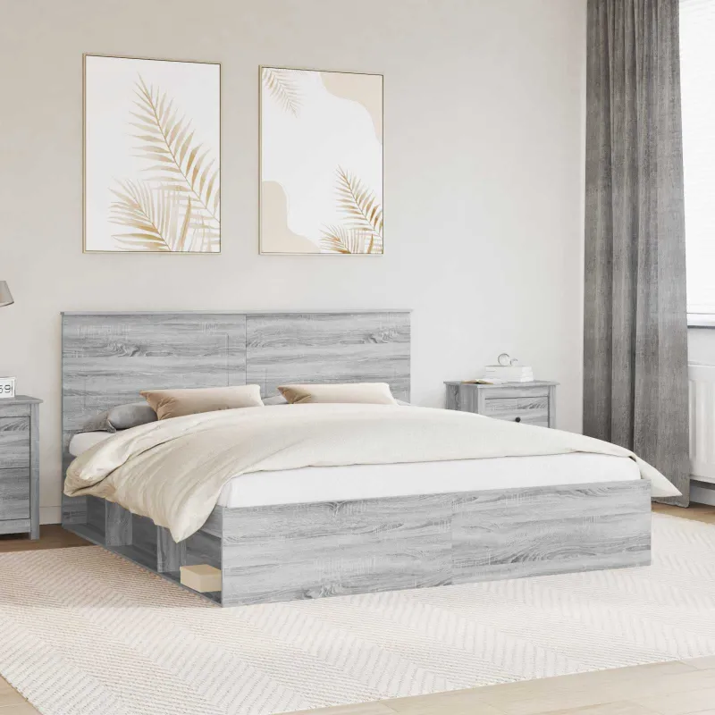 Lovos rėmas Pilkas Sonoma 180 x 200 cm Kietos pušies mediena