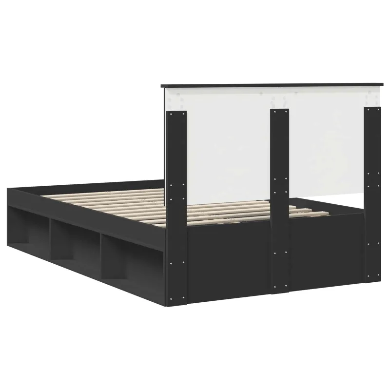 Lovos rėmas su stalčių Juoda 135 x 190 cm Kietos pušies mediena