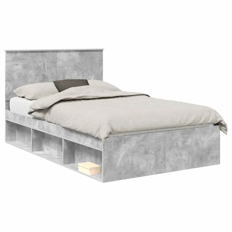 Lovos rėmas Betono pilka 135 x 190 cm Kietos pušies mediena