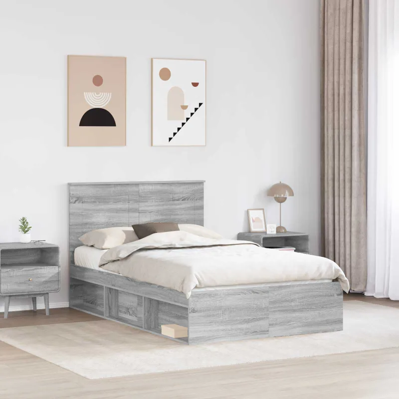 Lovos rėmas Pilkas Sonoma 120 x 190 cm Kietos pušies mediena