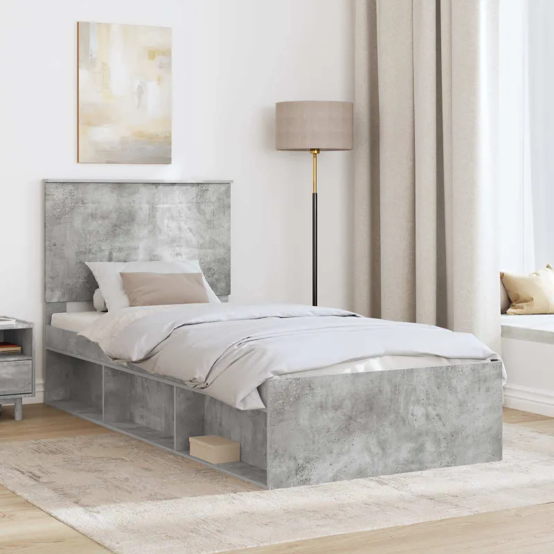 Lovos rėmas Betono pilka 100 x 200 cm Kietos pušies mediena