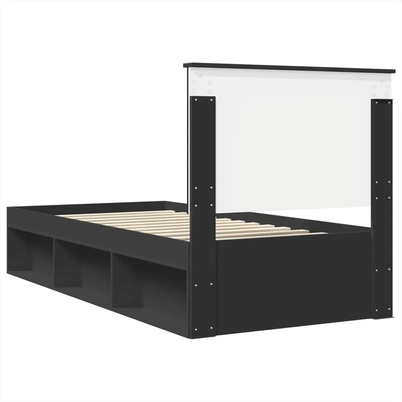 Lovos rėmas Juoda 90 x 200 cm Kietos pušies mediena