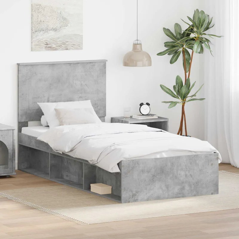Lovos rėmas Betoninė 90 x 200 cm Kietos pušies mediena