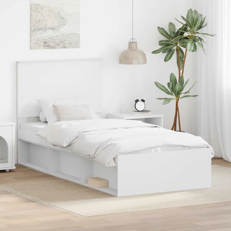Lovos rėmas Balta 75 x 190 cm Kietos pušies mediena