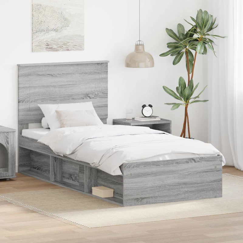 Lovos rėmas Pilkas Sonoma 75 x 190 cm Kietos pušies mediena