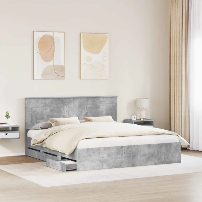 Lovos rėmas Betono pilka 200 x 200 cm Inžinerinė mediena