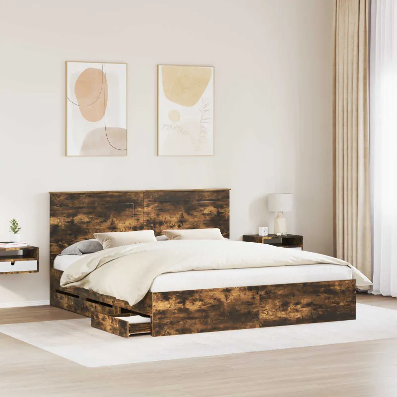 Lovos rėmas Rūkyta ąžuolas 180 x 200 cm Inžinerinė mediena