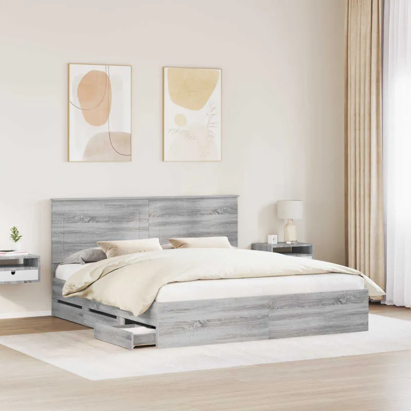 Lovos rėmas Pilkas Sonoma 180 x 200 cm Inžinerinė mediena