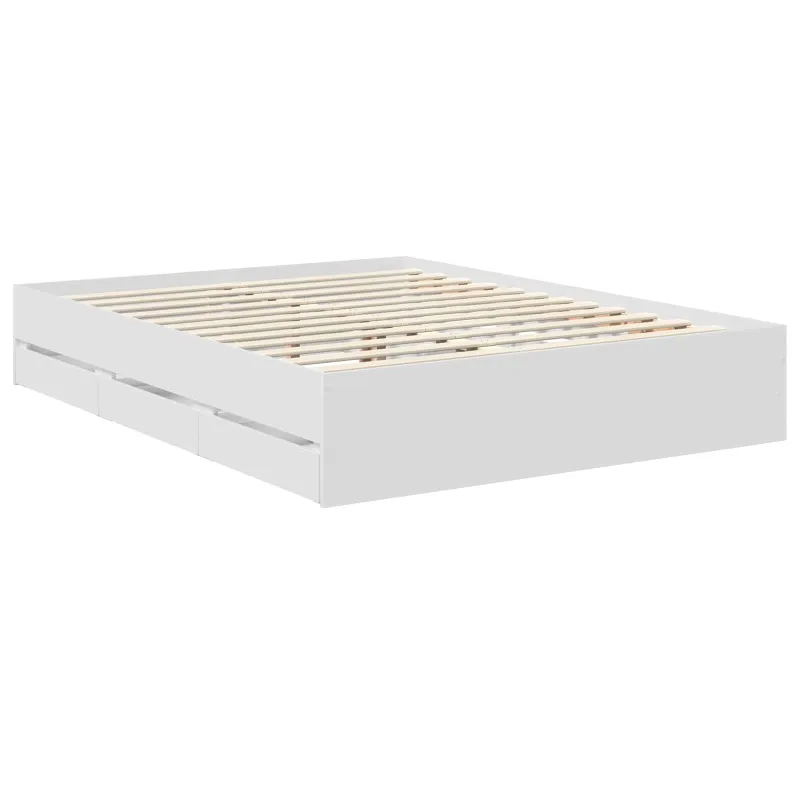 Lovos rėmas su stalčių Balta 150 x 200 cm Inžinerinė mediena