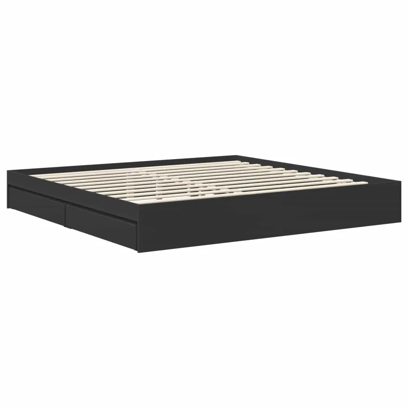 Saugos lova su galvūgalio Juoda 200 x 200 cm Apdirbta mediena