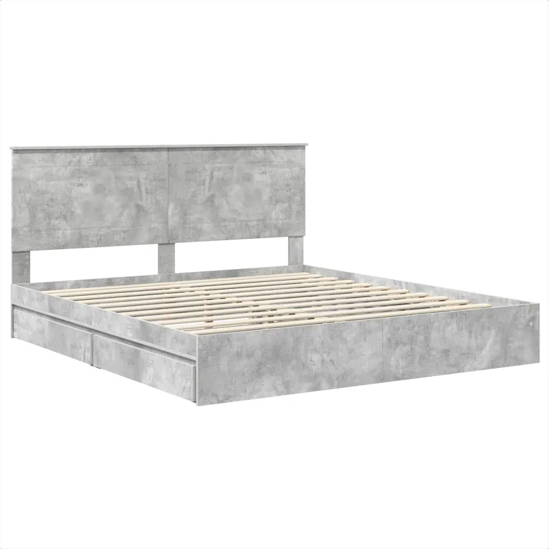 Saugos lova Betono pilka 200 x 200 cm Apdirbta mediena