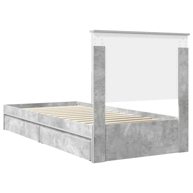 Saugos lova Betono pilka 90 x 190 cm Apdirbta mediena
