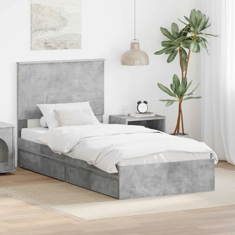 Saugos lova Betono pilka 75 x 190 cm Apdirbta mediena