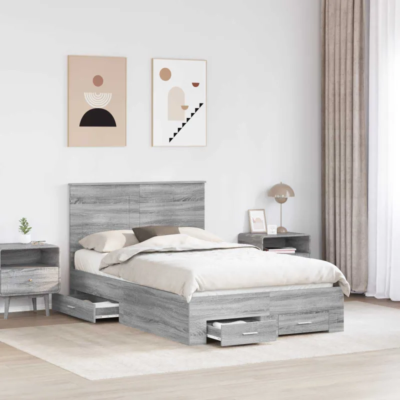 Lovos rėmas Pilkas Sonoma 135 x 190 cm Apdirbta mediena