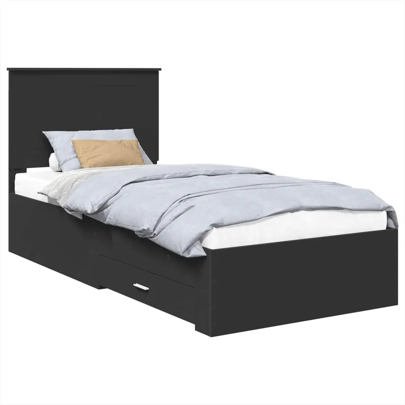 Lovos rėmas Juodas ir sidabrinis 75 x 190 cm Apdirbta mediena