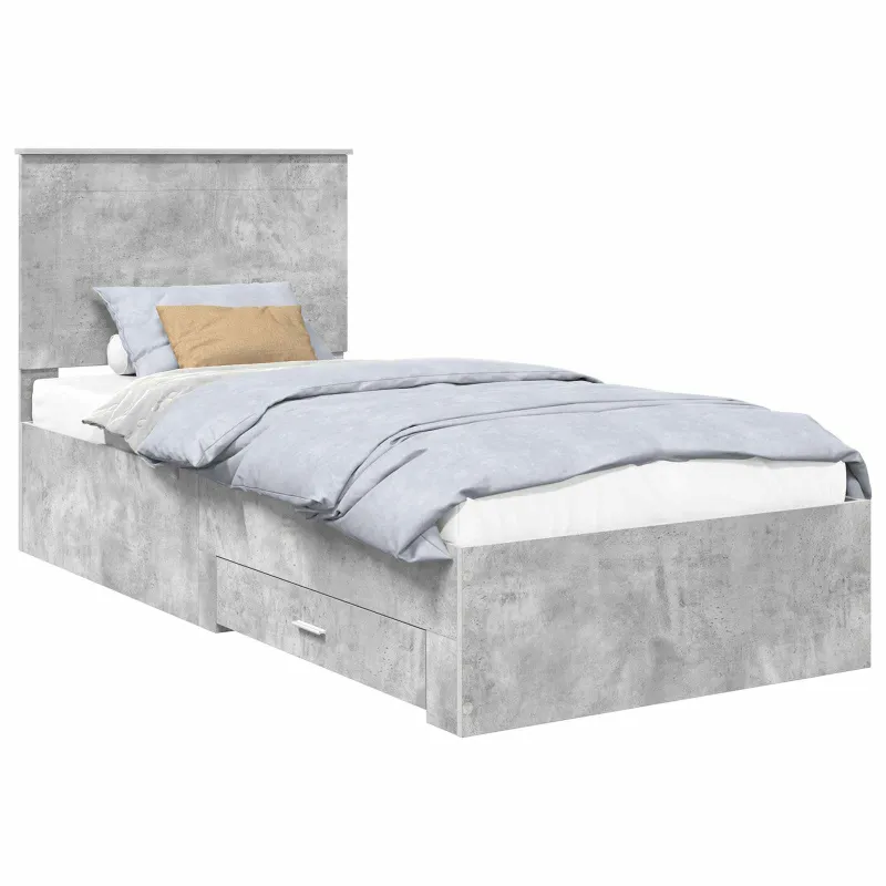 Lovos rėmas su galvūgalio Betono pilko ir sidabro 75 x 190 cm