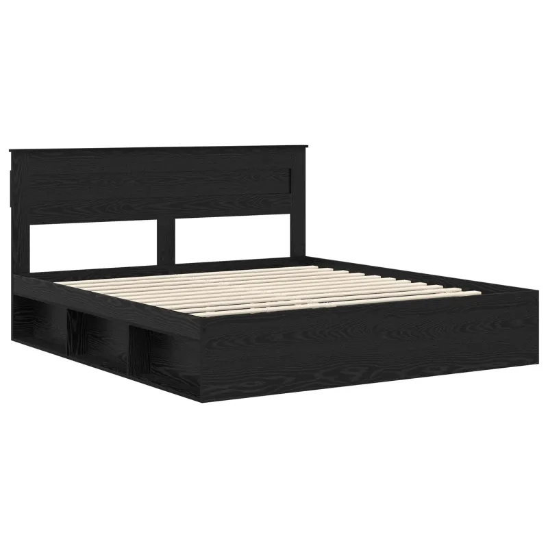 Lovos rėmas Juoda 200 x 200 cm Kietos pušies mediena