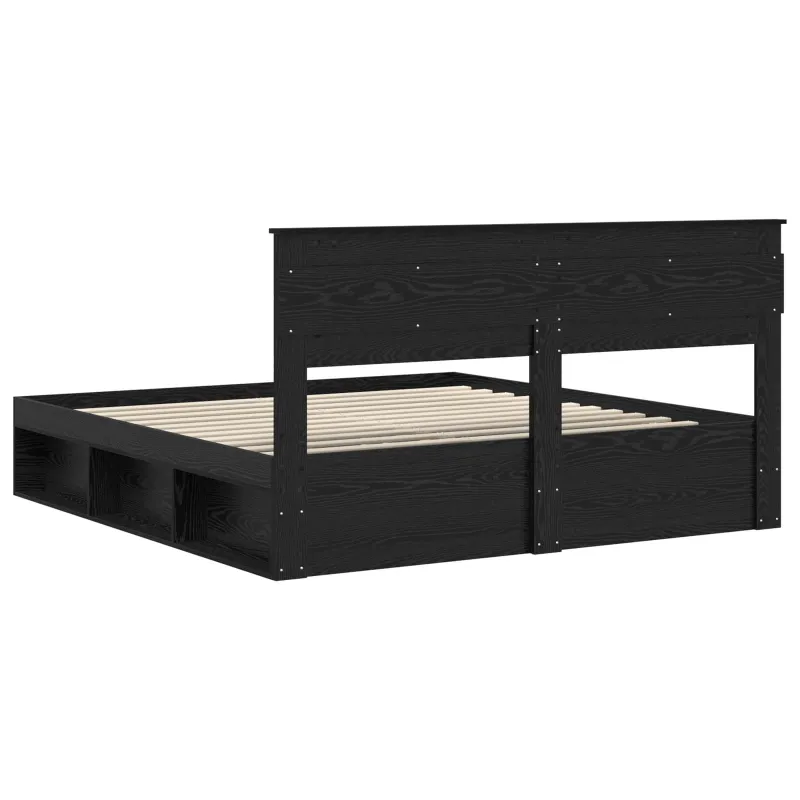 Lovos rėmas Juoda 200 x 200 cm Kietos pušies mediena