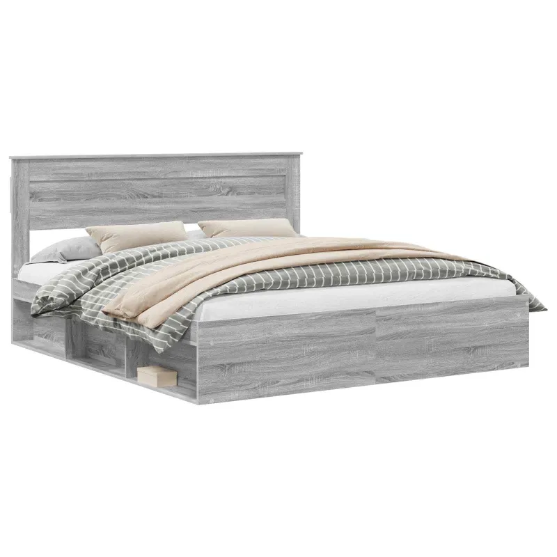 Lovos rėmas Pilkas Sonoma 200 x 200 cm Kietos pušies mediena