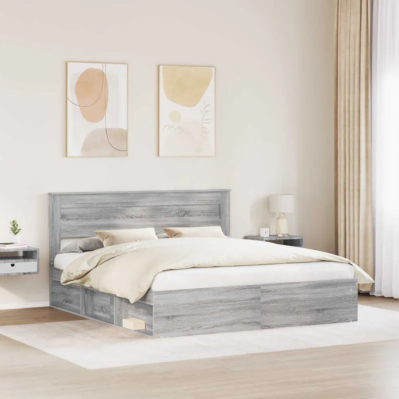 Lovos rėmas Pilkas Sonoma 200 x 200 cm Kietos pušies mediena