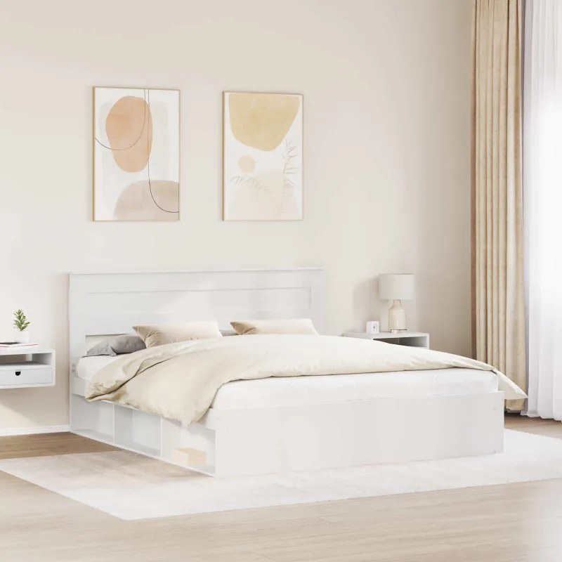 Lovos rėmas Balta 180 x 200 cm Kietos pušies mediena