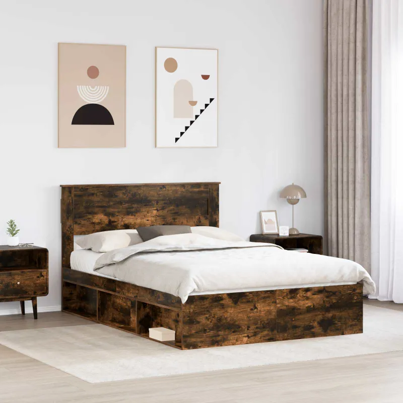 Lovos rėmas Rūkyta ąžuolas 160 x 200 cm Kietos pušies mediena