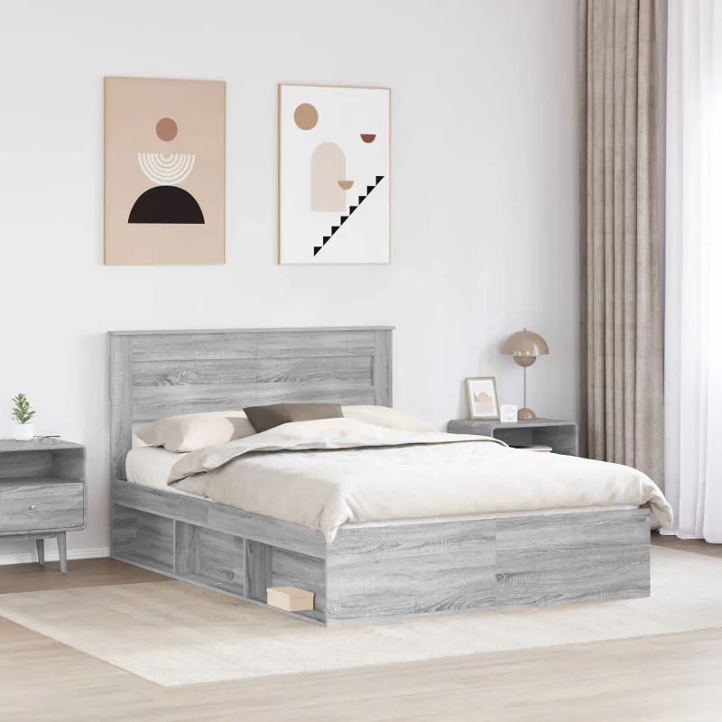 Lovos rėmas Pilkas Sonoma 150 x 200 cm Kietos pušies mediena