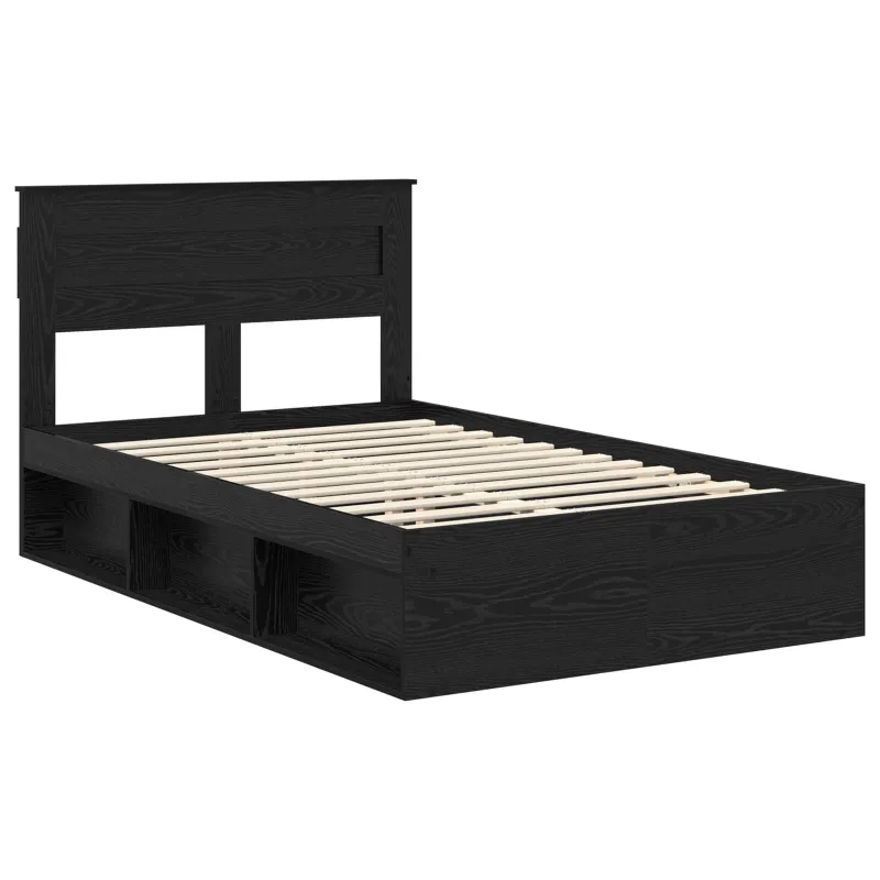 Lovos rėmas Juoda 135 x 190 cm Kietos pušies mediena