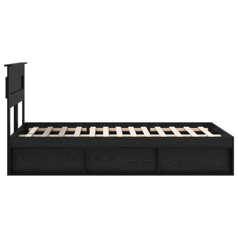 Lovos rėmas Juoda 135 x 190 cm Kietos pušies mediena