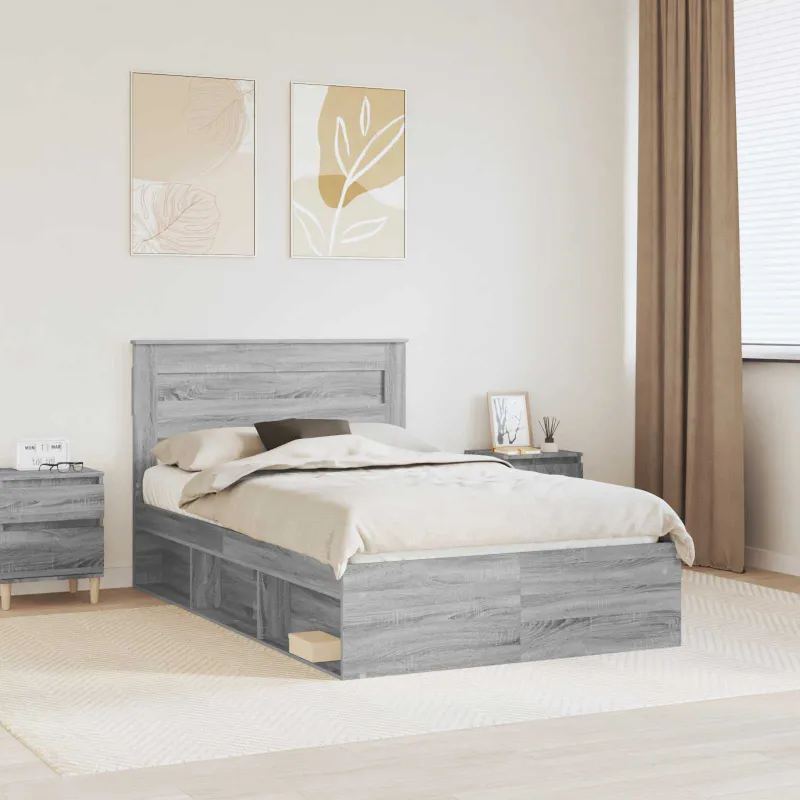 Lovos rėmas Pilkas Sonoma 135 x 190 cm Kietos pušies mediena
