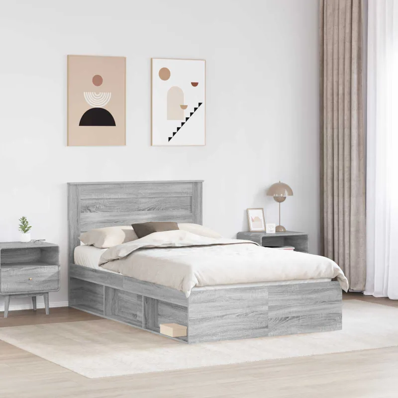 Lovos rėmas Pilkas Sonoma 135 x 190 cm Kietos pušies mediena