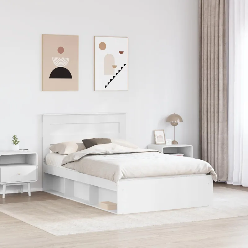 Lovos rėmas Balta 120 x 190 cm Kietos pušies mediena