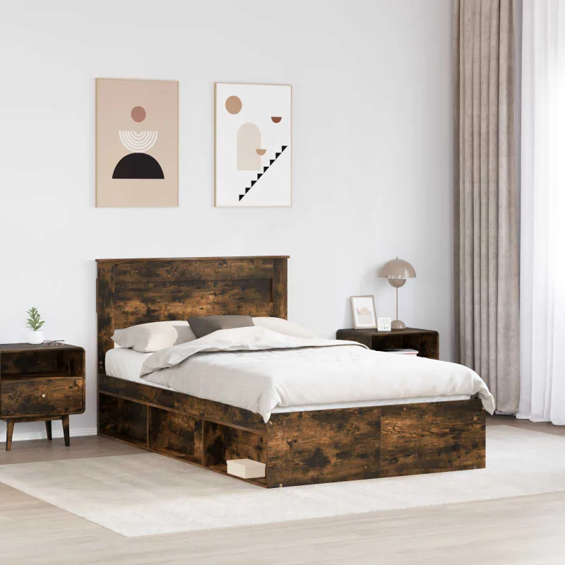 Lovos rėmas Rūkyta ąžuolas 120 x 190 cm Kietos pušies mediena