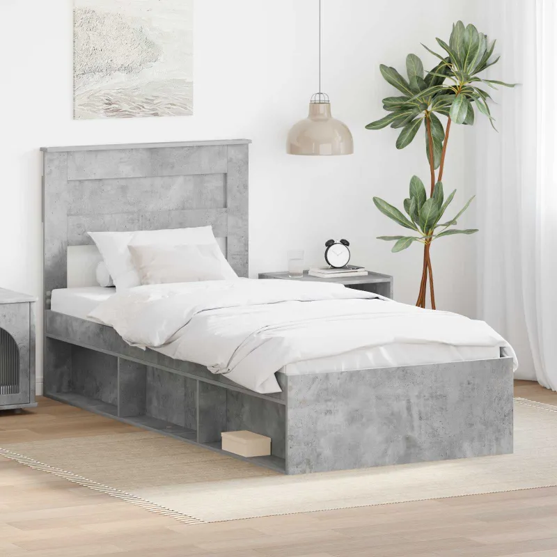 Lovos rėmas Betono pilka 90 x 190 cm Kietos pušies mediena