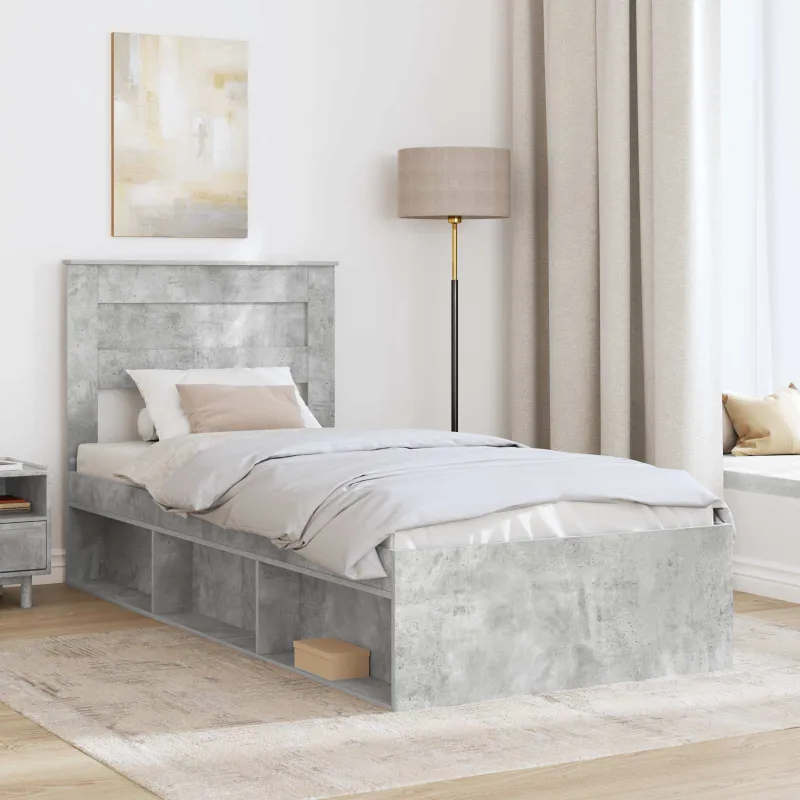 Lovos rėmas Betoninė 90 x 200 cm Kietos pušies mediena
