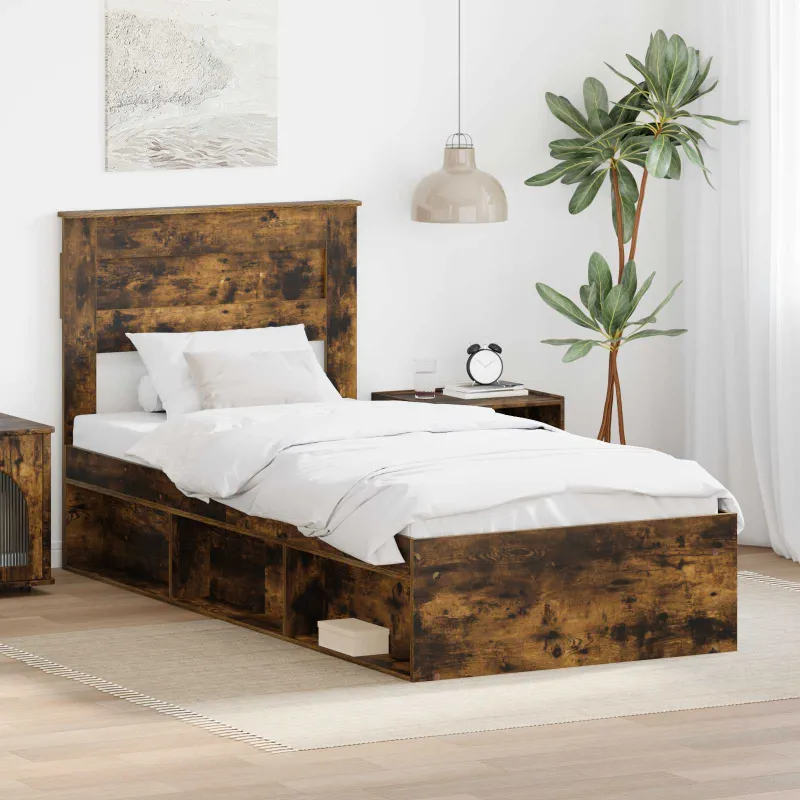 Lovos rėmas Rūkyta ąžuolas 90 x 200 cm Kietos pušies mediena