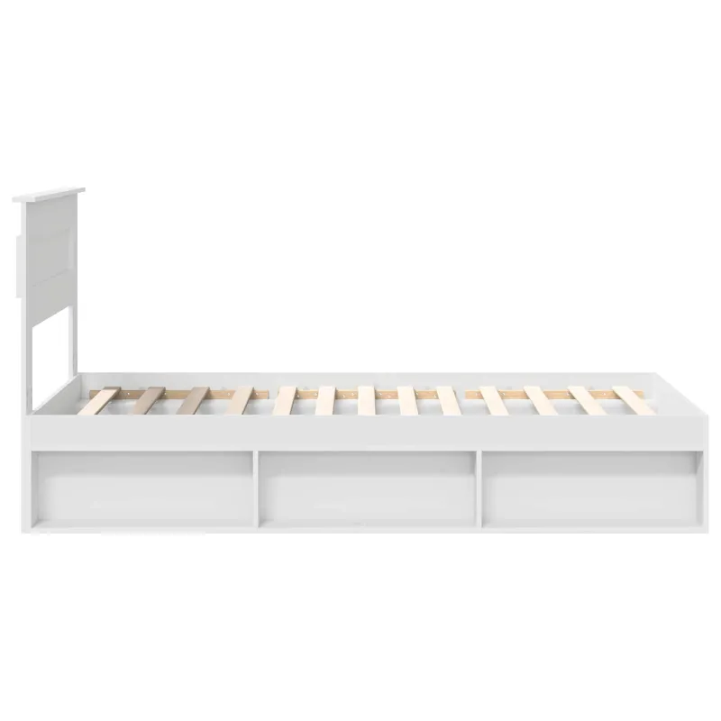 Lovos rėmas su saugykla Balta 75 x 190 cm Kietos pušies mediena