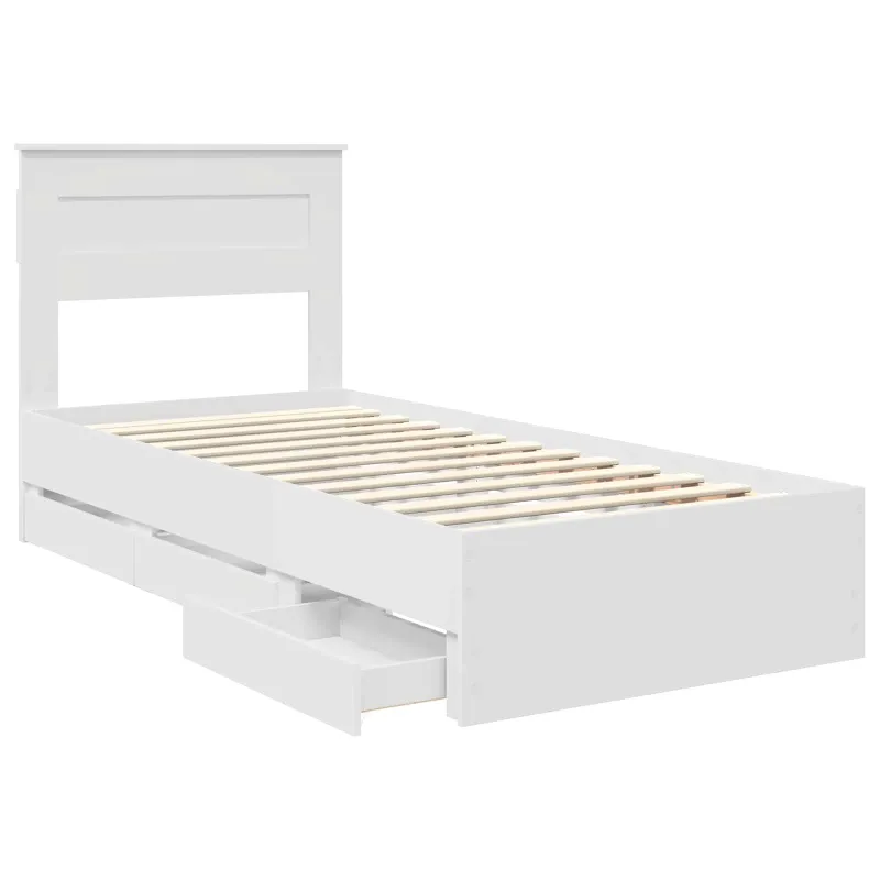 Lovos rėmas su stalčių Balta 75 x 190 cm Inžinerinė mediena