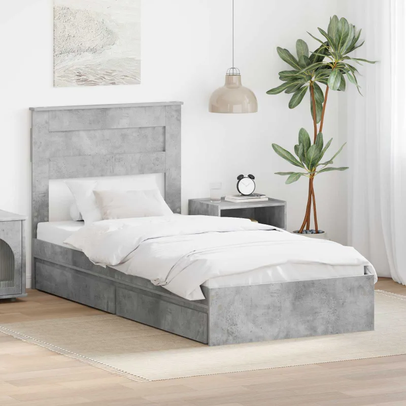 Saugos lova Betono pilka 75 x 190 cm Apdirbta mediena