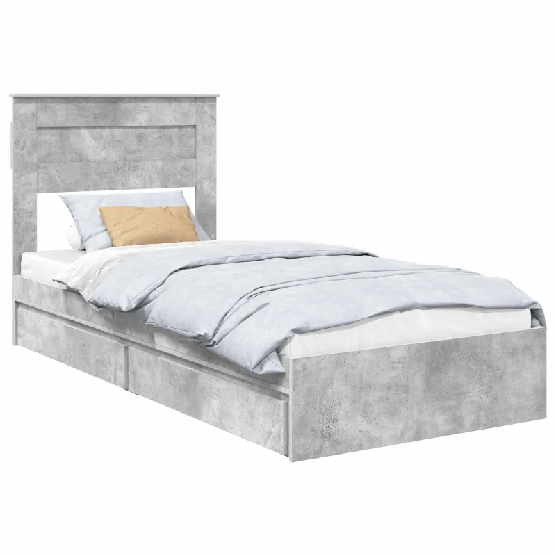 Saugos lova Betono pilka 75 x 190 cm Apdirbta mediena