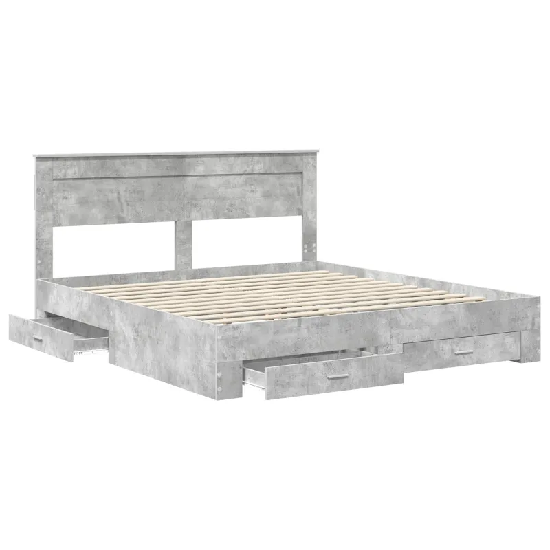 Lovos rėmas Betono pilka 200 x 200 cm Apdirbta mediena