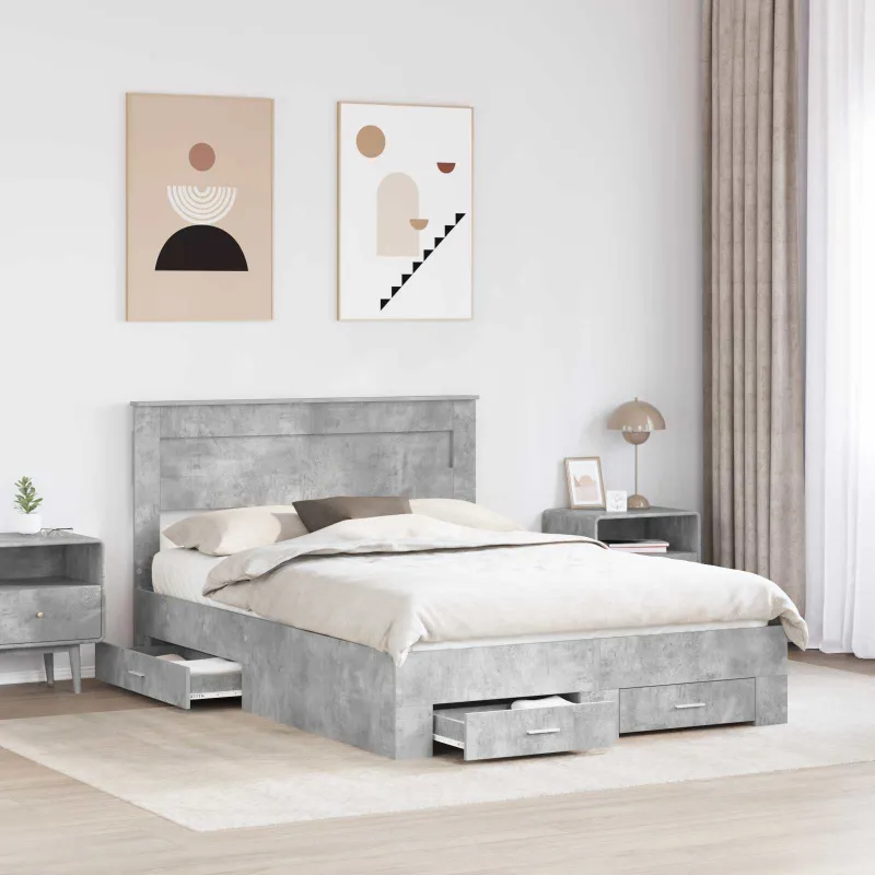 Lovos rėmas Betono pilka 140 x 190 cm Apdirbta mediena