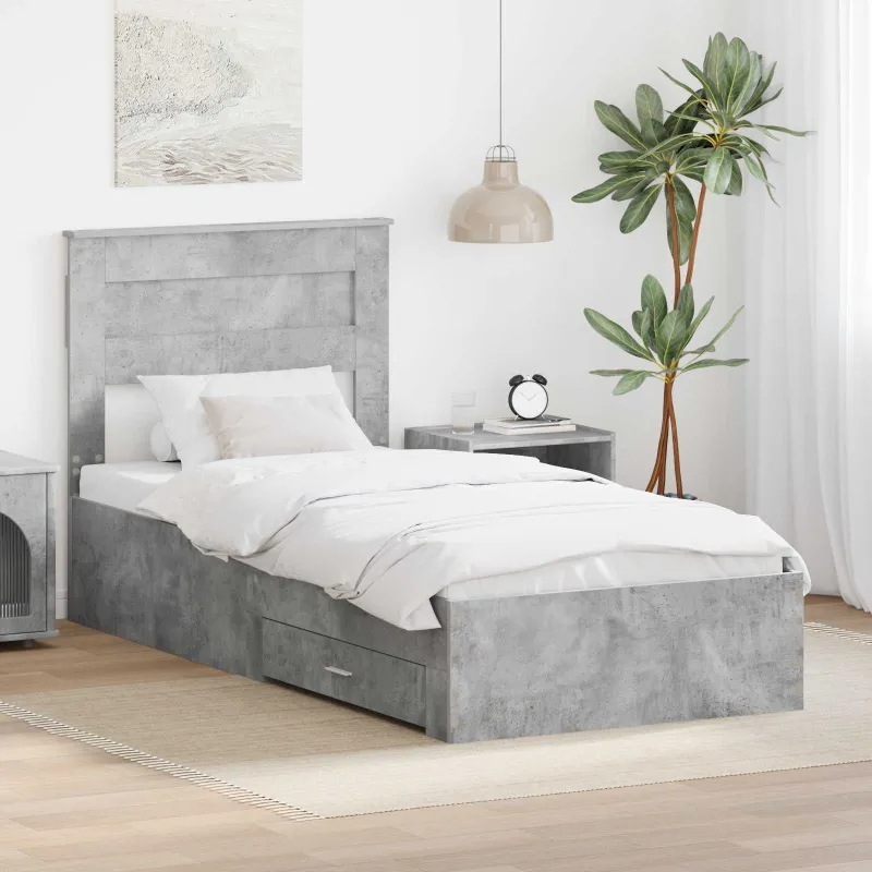 Lovos rėmas Betono pilka 90 x 190 cm Apdirbta mediena