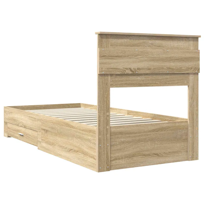 Lovos rėmas su stalčių Sonamos ąžuolo ir sidabro 75 x 190 cm