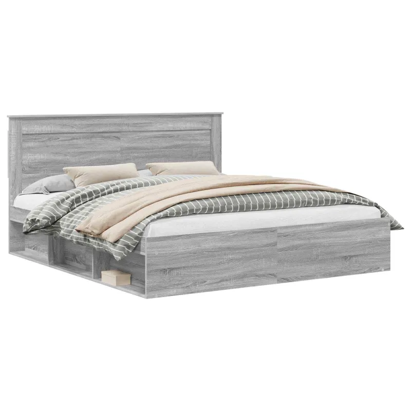 Lovos rėmas Pilkas Sonoma 200 x 200 cm Kietos pušies mediena