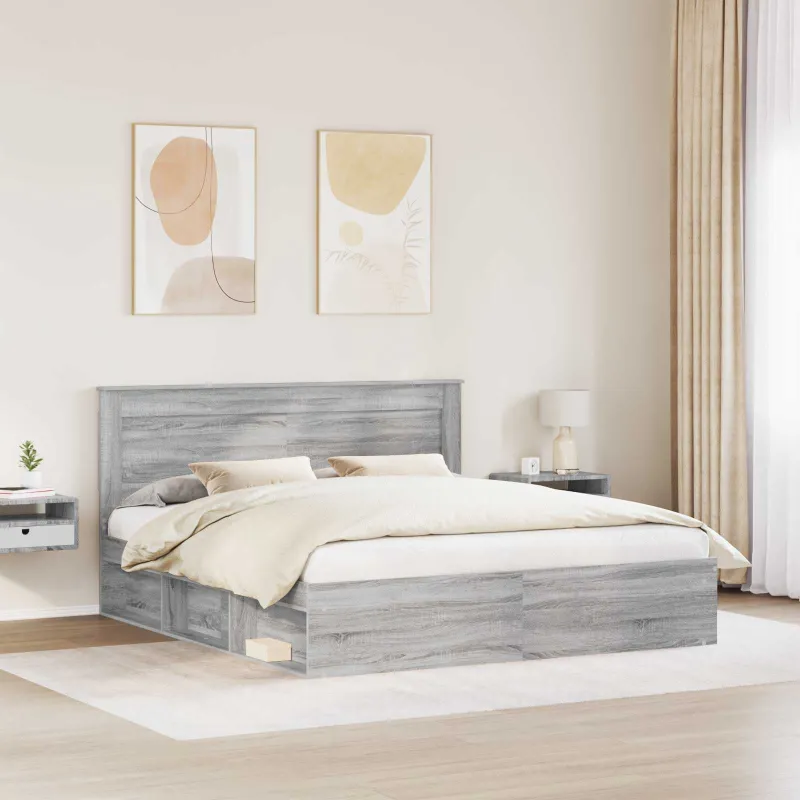 Lovos rėmas Pilkas Sonoma 200 x 200 cm Kietos pušies mediena
