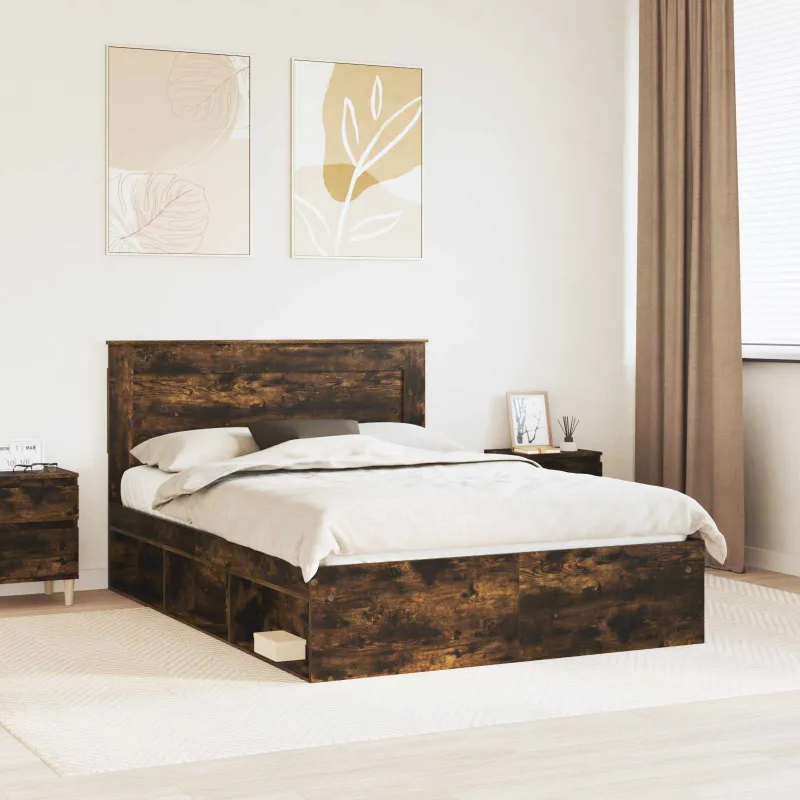 Lovos rėmas Rūkyta ąžuolas 150 x 200 cm Kietos pušies mediena
