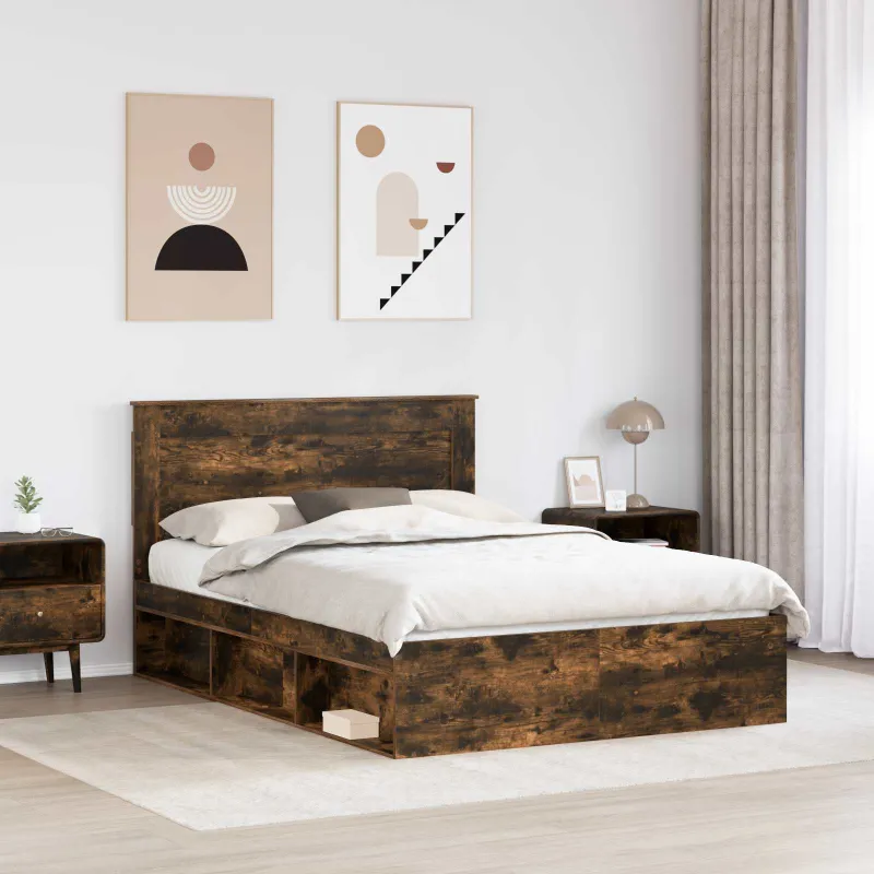 Lovos rėmas Rūkyta ąžuolas 150 x 200 cm Kietos pušies mediena